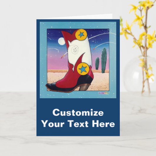 Grußkarte, Note Card - Cowboy Boot, alle Kleidung Karte (Gelbe Blume)