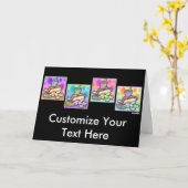 Grußkarte, Note Card - Pop Art Hot Dog mit Ch Karte (Gelbe Blume)