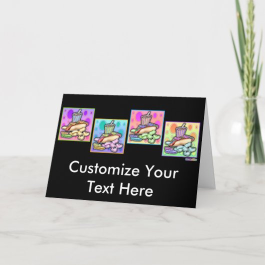 Grußkarte, Note Card - Pop Art Hot Dog mit Ch Karte (Vorderseite)