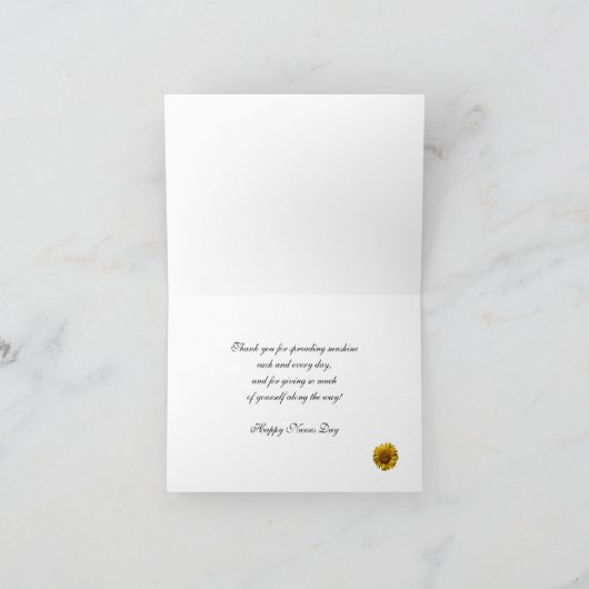 Grußkarte Nurses Day — Sonnenblume Dankeskarte (Innenseite)
