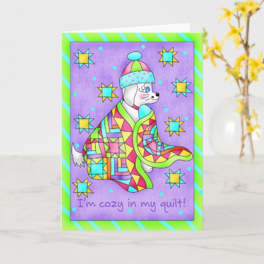 Grußkarte oder Note Card für Quilt-Lover-Hunde Karte (Gelbe Blume)