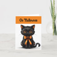 Grußkarte Orange und Black Cat