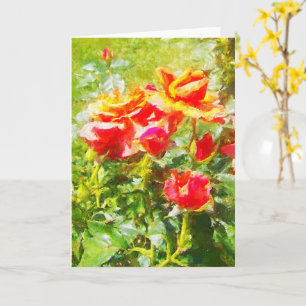 Grußkarte - Orangenfarbene Rosen Karte