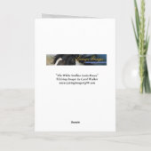 Grußkarte Pferd - Der weiße Stallion sieht nach un Karte (Rückseite)