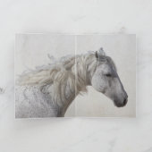 Grußkarte Pferd - Der weiße Stallion sieht nach un Karte (Innenseite)