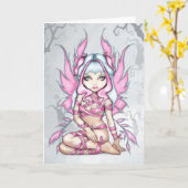 Grußkarte "Pink Ribbon Fairy" Karte (Gelbe Blume)