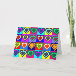 Grußkarte - Pop Art Colorful Hearts Karte