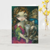 Grußkarte "Princess with a Maine Coon Cat" Karte (Gelbe Blume)