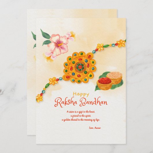 Grußkarte Raksha Bandhan (Vorne/Hinten)