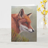Grußkarte "Red Fox in Gras Animal Art" Karte (Gelbe Blume)