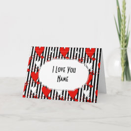 Grußkarte Red White Black Valentine Hearine Feiertagskarte