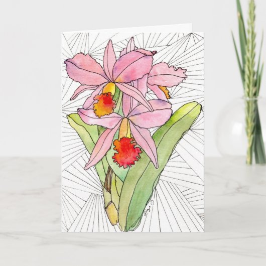 Grußkarte - rosa Orchideen Karte (Vorderseite)