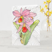 Grußkarte - rosa Orchideen Karte (Gelbe Blume)