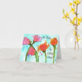 Grußkarte Rosa und orangefarbene Aquarellpinsel Karte (Gelbe Blume)