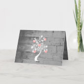 Grußkarte Rosa Valentine Hearts Tree Karte (Rückseite)