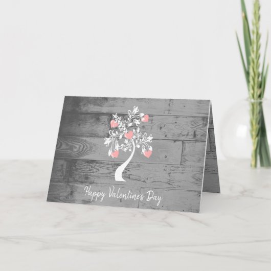 Grußkarte Rosa Valentine Hearts Tree Karte (Vorderseite)