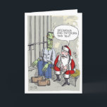 Grußkarte Santa in Gefängnisse Feiertagskarte<br><div class="desc">Santa in Jail ist eine Weihnachtsgrußkarte,  die für jeden Spaß macht,  besonders aber für Monster-Fans. Der Weihnachtsmann im Gefängnis ist die Original-Cartoon-Kunst von Steamy Raimon. * Beschriftung: "Breaking and entry. Und du?"</div>