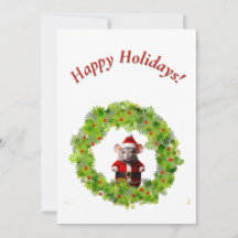 Grußkarte - Santa Maus im Kranz