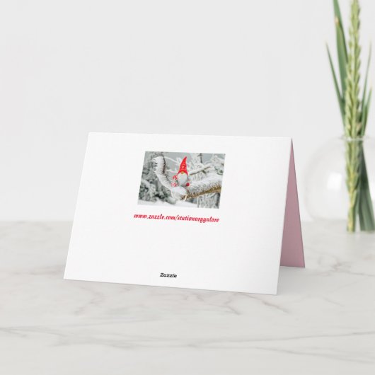 Grußkarte Santa tree gnome Karte (Rückseite)