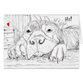 Grußkarte Schwarz-Weiß-Pitbuls-Sketch (Vorderseite (Horizontal))