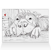 Grußkarte Schwarz-Weiß-Pitbuls-Sketch (Innenansicht Horizontal (Oben))