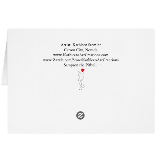 Grußkarte Schwarz-Weiß-Pitbuls-Sketch (Rückseite Horizontal)