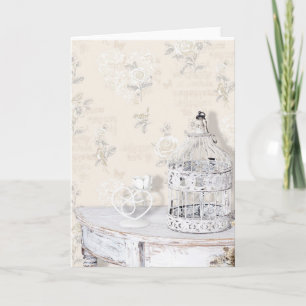 Grußkarte - Shabby Chic Vogelkäfig Karte