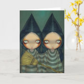 Grußkarte "Siamese Hexen Twins" Karte (Gelbe Blume)