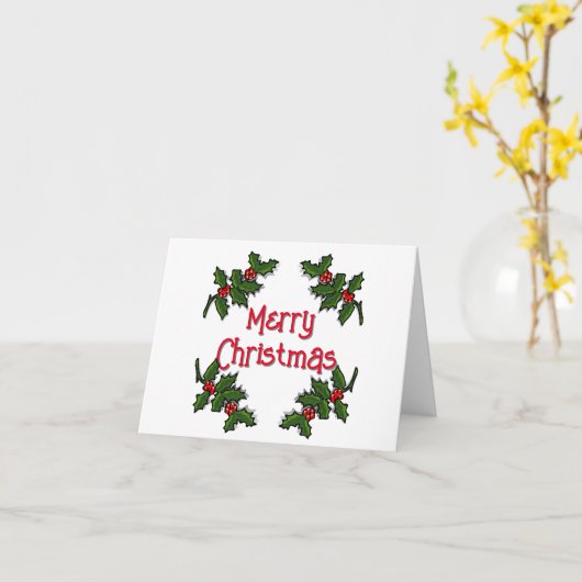 Grußkarte - Text in Holly Branches Gerahmt Karte (Gelbe Blume)