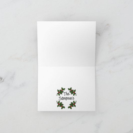 Grußkarte - Text in Holly Branches Gerahmt Karte (Innenseite)