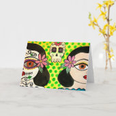 Grußkarte "Vida-Muerte" -tägig von den Toten Karte (Gelbe Blume)