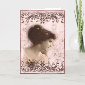 Grußkarte, Vintages Girl-Design Karte
