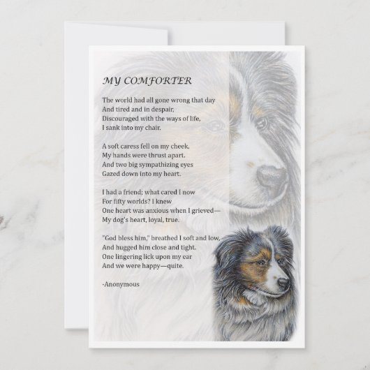 Grußkarte von Collie Dog Comforter Poetry Karte (Vorderseite)