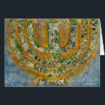 Grußkarte von Helle Menorah (Leere Innenseite)<br><div class="desc">Das Original für diese Menorah ist ein gemischtes Bild,  das mit Acrylfarbe,  Modelliermasse und Papier des jüdischen Künstlers Meredith Gould erstellt wurde.</div>