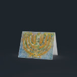 Grußkarte von Helle Menorah (Leere Innenseite) Karte<br><div class="desc">Das Original für diese Menorah ist ein gemischtes Bild, das mit Acrylfarbe, Modelliermasse und Papier des jüdischen Künstlers Meredith Gould erstellt wurde.</div>