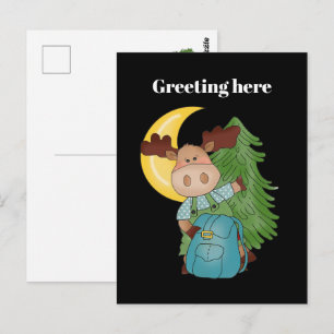 Grußkarte Wandernder Elch hinzufügen Postkarte