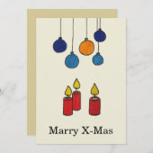 Grußkarte Weihnachten Kerzen und Weihnachtskugeln (Vorne/Hinten)