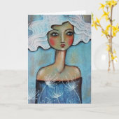 Grußkarte - Whimsical Girl Posing Karte (Gelbe Blume)