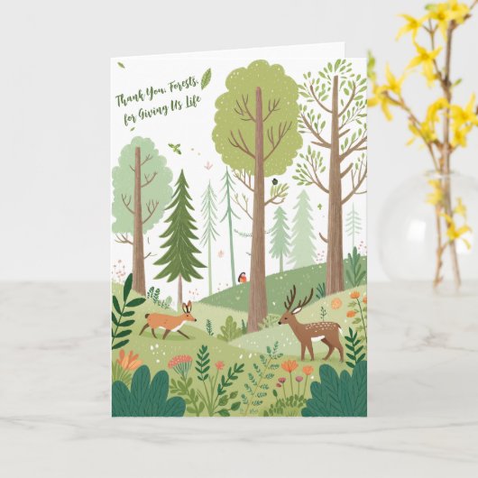 Grußkarte Whimsischer Wald Karte (Gelbe Blume)