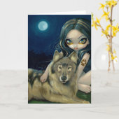 Grußkarte "Wolf Moon" Karte (Gelbe Blume)