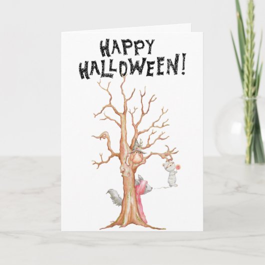 Grußkarte zu Halloween-Waldtieren Karte (Vorderseite)