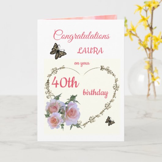 Grußkarte zum 40. Geburtstag Karte (Gelbe Blume)