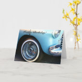 Grußkarte zum Geburtstag Classic Blue Car Karte (Gelbe Blume)