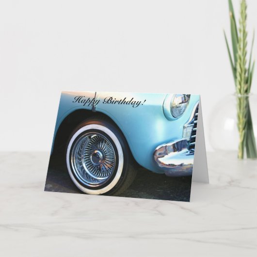 Grußkarte zum Geburtstag Classic Blue Car Karte (Vorderseite)