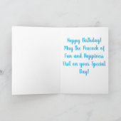 Grußkarte zum Geburtstag des Pfauens Karte (Innenseite)