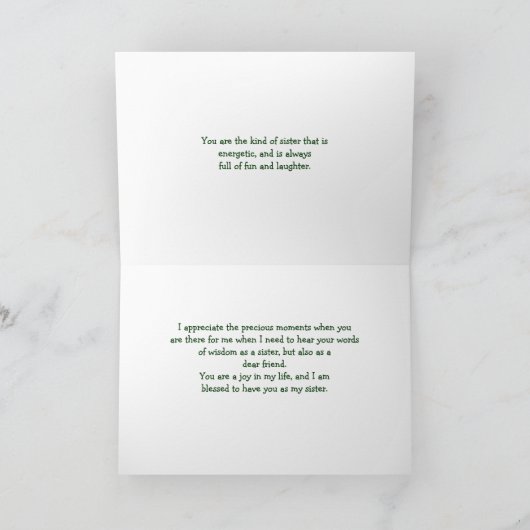 Grußkarte zum Geburtstag Sis Karte (Innenseite)