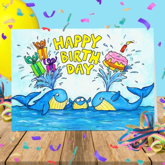 Grußkarte zum Geburtstag von Whales Dankeskarte