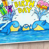 Grußkarte zum Geburtstag von Whales Dankeskarte