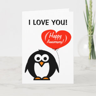Grußkarte zum Jubiläum mit niedlichem Pinguin Karte