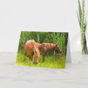 Grußkarte - Zwei wilde Ponys in Assateague Karte
